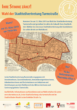 Plakat zur Wahl der Stadtteilvertretung Turmstraße downloaden
