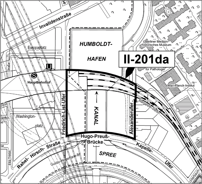 geltungsbereich_gr Geltungsbereich des B-Plan Entwurfs II-201da, Grafik SenStadt