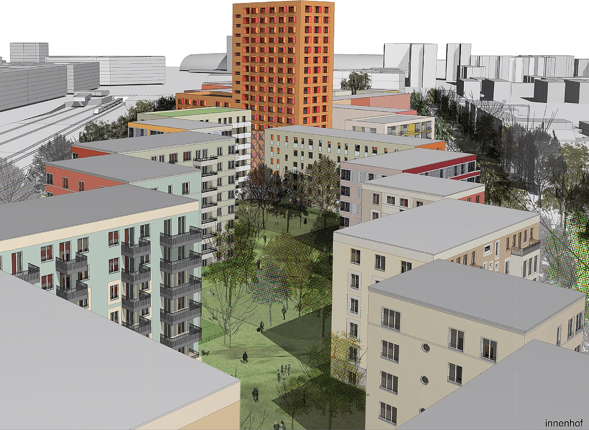 Das 18-stöckige Hochhaus mit ca. 300 Studentenapartements wird das Stadtbild neu prägen, Grafik: Sauerbruch Hutton