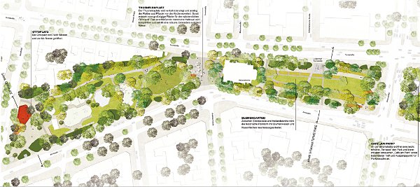 Entwurf für Ottoplatz und Kleiner Tiergarten (West), Quelle Latz und Parnter (s. Flyer)